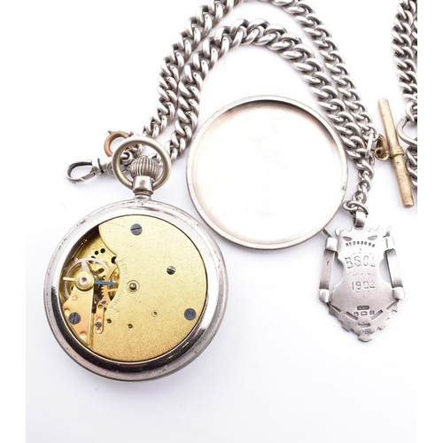 202 - An early 20th century 935 silver pocket watch together with a metal pocket watch with two silver wat... 