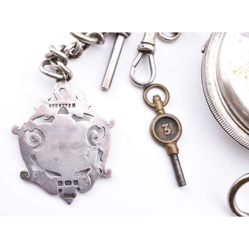 202 - An early 20th century 935 silver pocket watch together with a metal pocket watch with two silver wat... 