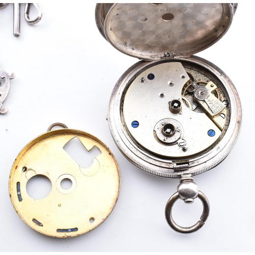 202 - An early 20th century 935 silver pocket watch together with a metal pocket watch with two silver wat... 