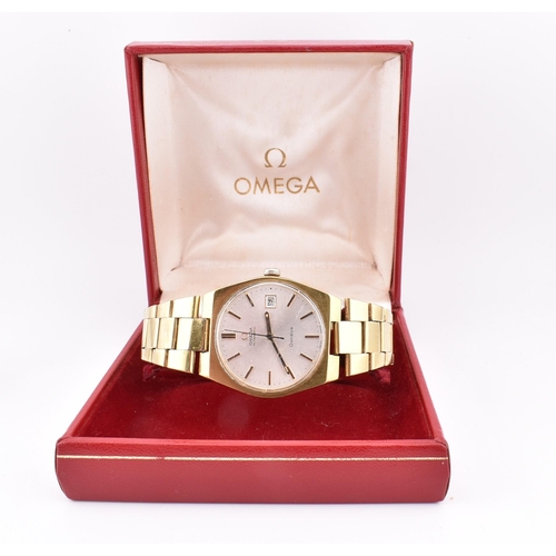 203 - An Omega Geneve wristwatch. The automatic Omega Geneve wristwatch having a signed dial with baton ma... 