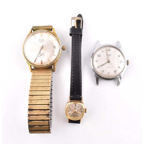 274 - A collection of vintage watches. The watches to include a 17 jewel Mira watch.  A 30 jewel Avia Dayt... 