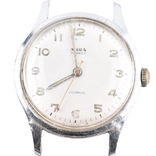 274 - A collection of vintage watches. The watches to include a 17 jewel Mira watch.  A 30 jewel Avia Dayt... 