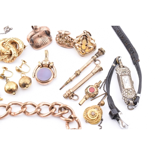 289 - Assorted jewellery and accessories AF. The lot to include a pair of 9ct gold pendant earrings, marke... 