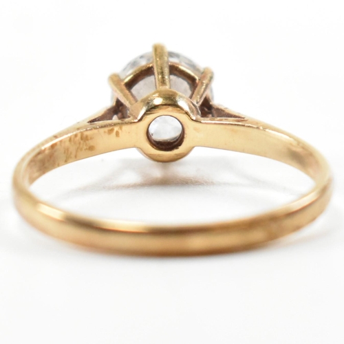 332 - A hallmarked 9ct gold and CZ solitaire ring. The 9ct yellow gold set with a single round cut CZ to p... 