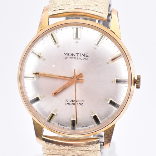 341 - A Montine 17 Jewels wristwatch. The Montine of Switzerland wristwatch having stick indices, stick ha... 