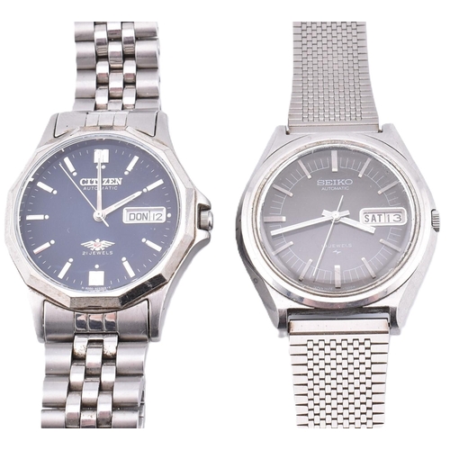 349 - A Seiko automatic and a Citizen automatic wristwatch. The lot to include a Seiko automatic 19 jewels... 