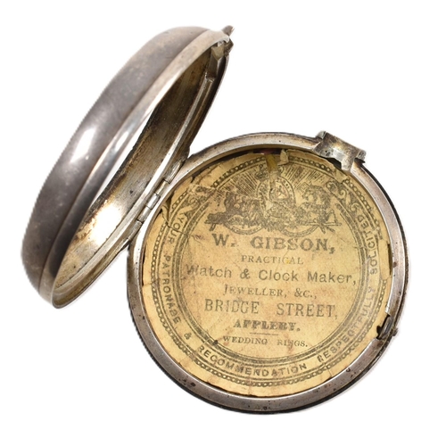 355 - A hallmarked 19th century silver fusee pocket watch. The pocket watch having Roman numerals to the c... 