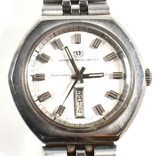 376 - A Watches of Switzerland Seafarer automatic wristwatch. The watch having a silvered dial with baton ... 