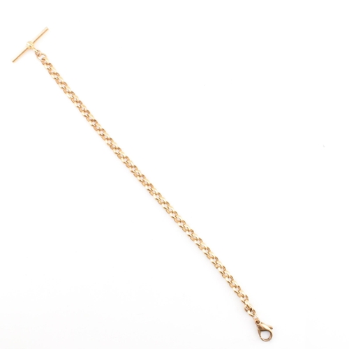 377 - A hallmarked 9ct gold watch chain with T-bar. The 9ct yellow gold belcher link watch chain having a ... 