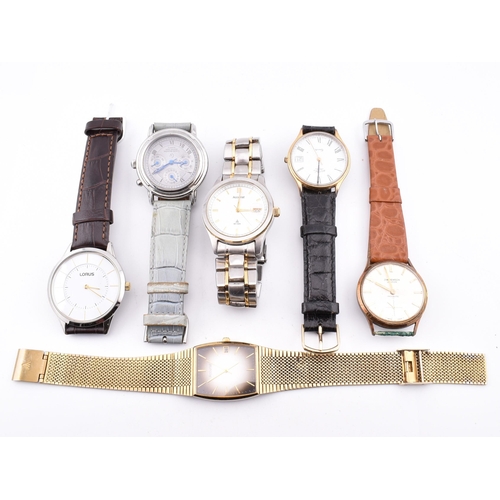 387 - Six assorted wristwatches. The watches to include Rotary, Accurist, Claude Valentini, J W Benson, Lo... 