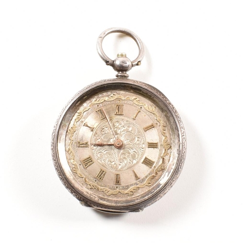 389 - Six silver pocket watches. The watches to include a Swiss made half under pocket watch hallmarked Lo... 