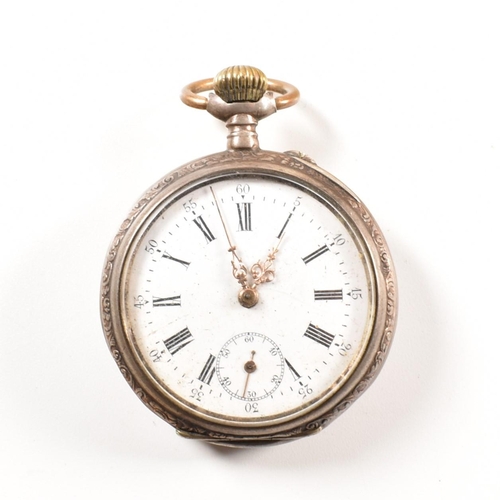 389 - Six silver pocket watches. The watches to include a Swiss made half under pocket watch hallmarked Lo... 