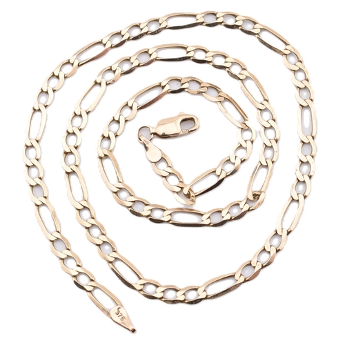 93 - A hallmarked 9ct gold Figaro link chain necklace. Hallmarked with import mark for Sheffield, 1998. M... 