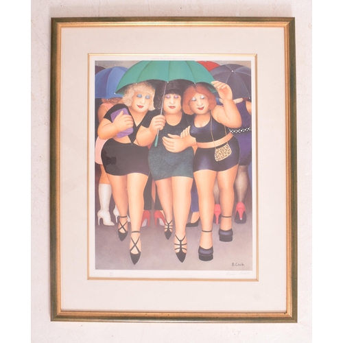 128 - After Beryl Cook (British 1926-2008) - 'Clubbing In The Rain' - a signed limited edition coloured pr... 