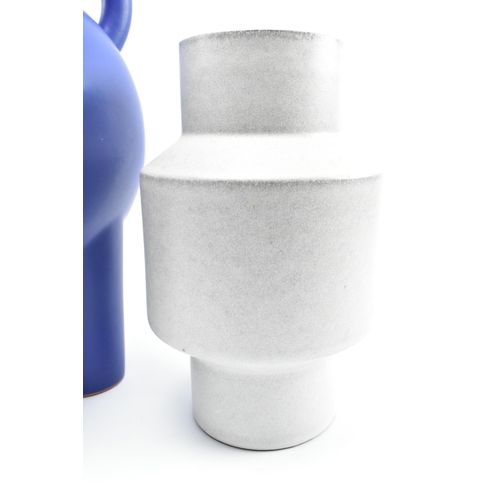 13 - Habitat - two vintage ceramic decorative centrepiece planter vases. The lot comprising a large twin ... 