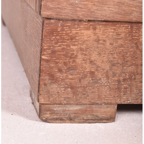 130 - Heals of London - a vintage 20th century 1930s Art Deco limed oak wardrobe. The wardrobe having two ... 