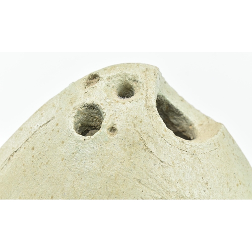 142 - A retro mid 20th century studio art pottery Brutalist style coconut vase. The vase of ovoid shape wi... 