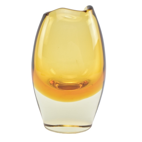 144 - Attributed to Flavio Poli for Murano - a vintage mid century 1960s glass vase cetrepiece. Amber colo... 