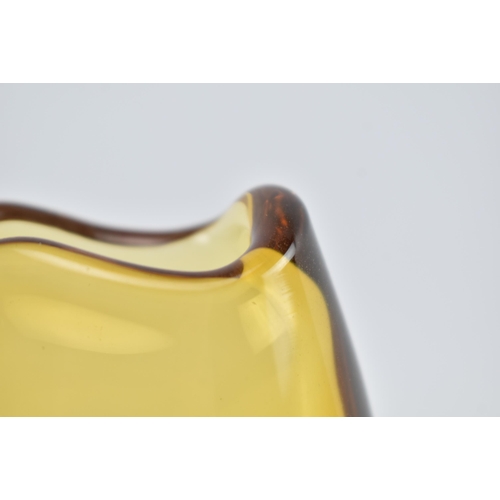 144 - Attributed to Flavio Poli for Murano - a vintage mid century 1960s glass vase cetrepiece. Amber colo... 