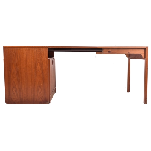 150 - A retro 20th century Danish designed teak metomorphic cupboard / dining table or desk believed to be... 