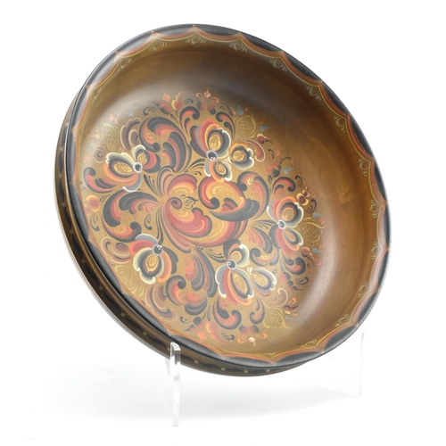 151 - A large late 20th century, Norwegain hand-painted fruit bowl / centerpiece bowl. Large rounded form ... 