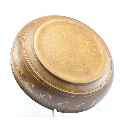 151 - A large late 20th century, Norwegain hand-painted fruit bowl / centerpiece bowl. Large rounded form ... 