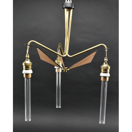 156 - An Italian Hollywood Regency mid 20th century circa 1960s brass, teak wood and metal articulated thr... 