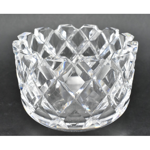 157 - Gunnar Cyren for Orrefors - a vintage mid century clear diamond cut glass fruit bowl of circular sha... 