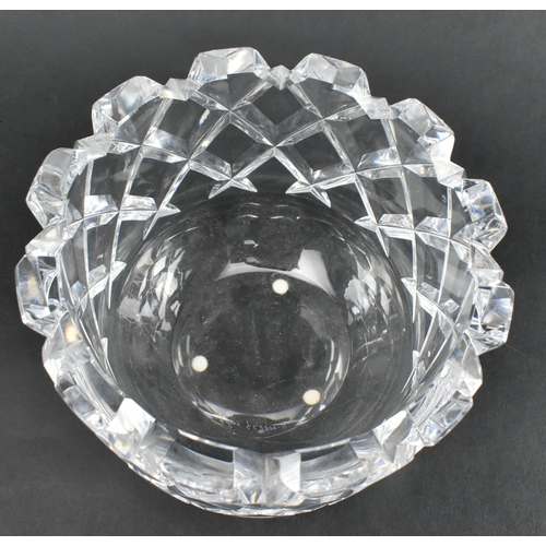 157 - Gunnar Cyren for Orrefors - a vintage mid century clear diamond cut glass fruit bowl of circular sha... 