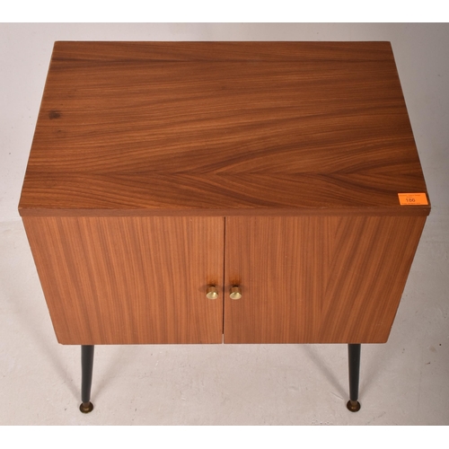 16 - A retro mid 20th century 1960s teak Hi-Fi record cabinet. The cabinet having twin doors opening to r... 