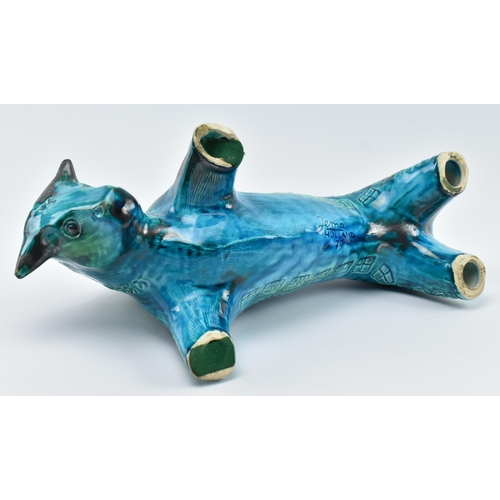 163 - Jema, Holland - a vintage mid century Bitossi manner ceramic bull figurine. The bull in blue colourw... 