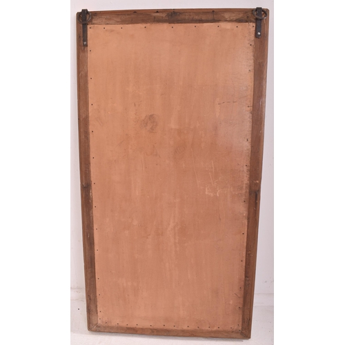 165 - A large shabby chic bespoke vintage painted wooden wall hanging mirror. The mirror having a canted f... 