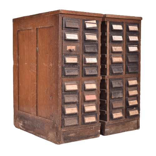 176 - A pair of vintage mid century industrial style side cabinets, featuring sliding cast iron drawers. E... 