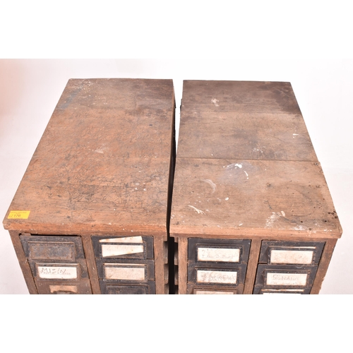 176 - A pair of vintage mid century industrial style side cabinets, featuring sliding cast iron drawers. E... 