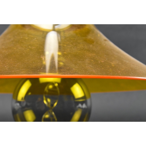 179 - An Italian vintage mid 20th century circa 1970s orange perspex & chrome rise & fall ceiling ... 