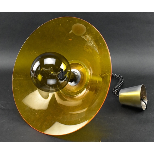 179 - An Italian vintage mid 20th century circa 1970s orange perspex & chrome rise & fall ceiling ... 