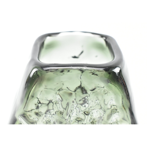 180 - Geoffrey Baxter for Whitefriars - Pyramid Vase in Willow - a vintage mid century 1960s glass texture... 