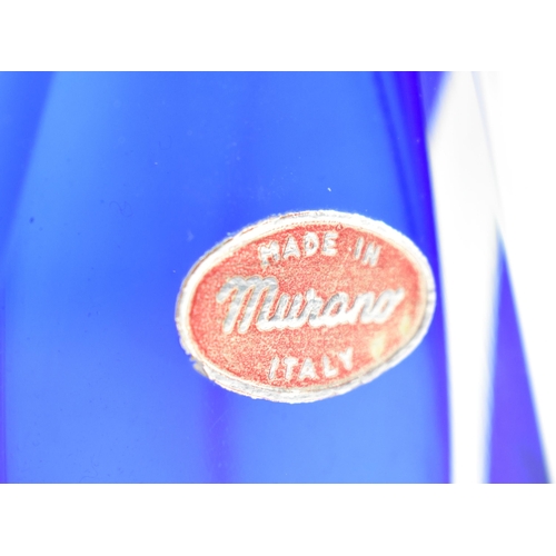 2 - Murano Mandruzzato - a retro mid 20th century 1960s Italian studio art blue glass vase. The vase hva... 