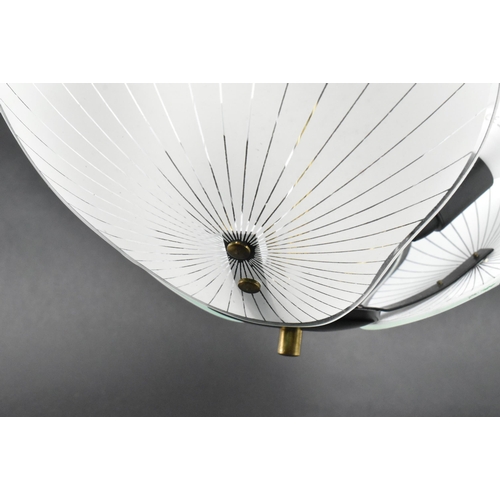23 - An Italian retro mid 20th century circa 1950s glass & metal pendant ceiling light. The chandelie... 