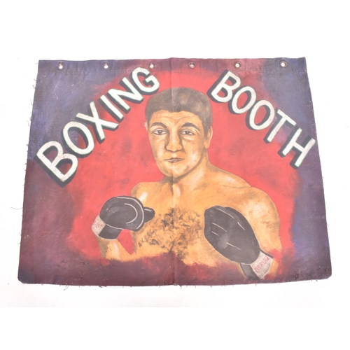 26 - A vintage 20th century fairground / funfair Boxing Booth hand-painted on lorry canvas banner. The ba... 