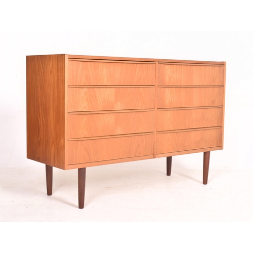 39 - Danish Modern Design - a retro mid 20th century circa 1960s teak wood chest of drawers. The chest ha... 