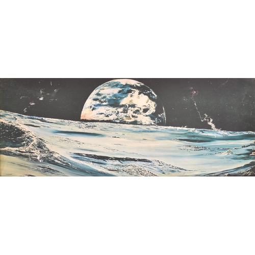 41 - Cyril Spicer - Earthrise - a vintage 20th century 1970s moon print on card. The print of rectangular... 