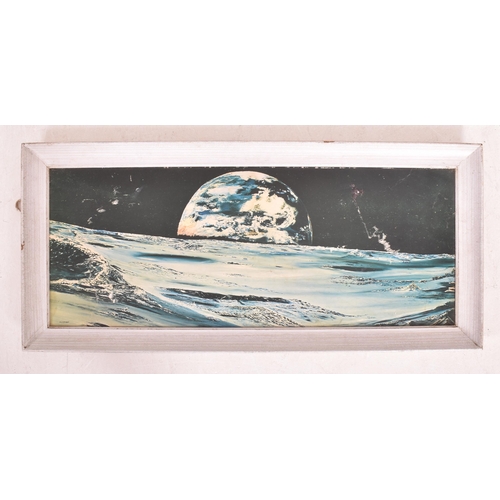 41 - Cyril Spicer - Earthrise - a vintage 20th century 1970s moon print on card. The print of rectangular... 