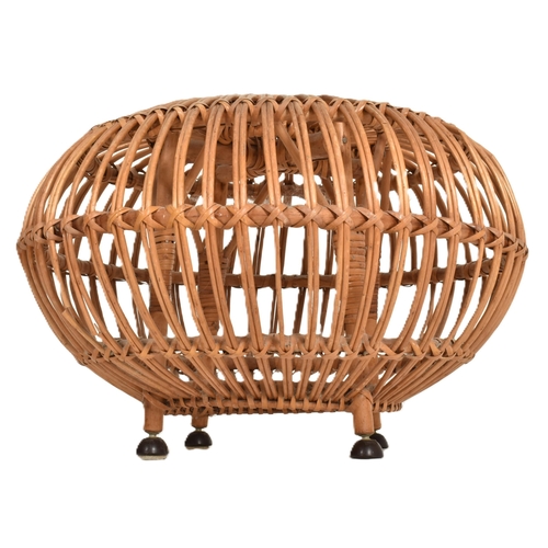 42 - Franco Albini - A retro 20th century woven wicker bamboo Lobster Pot stool ottoman seat. The stool o... 