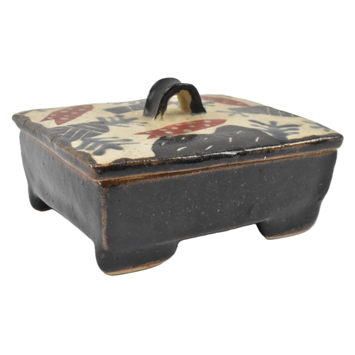 45 - John Maltby (British 1936-2020) - a vintage mid century studio pottery stoneware lidded box with cov... 