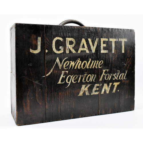 48 - A vintage 20th century wooden single-handled carpenter / craftsman toolbox. The case having a metal ... 