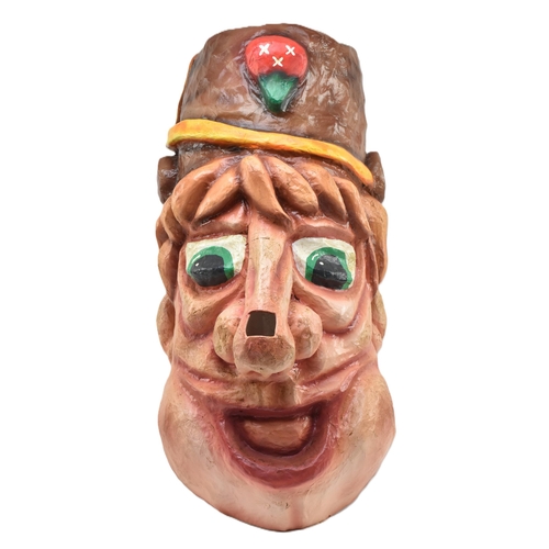 53 - A vintage Dutch polychrome painted papier mache carnival / pantomime costume head. The head grotesqu... 