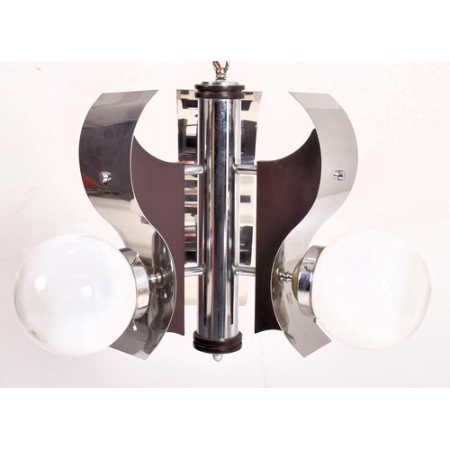 56 - A large Italian vintage mid 20th century circa 1960s Space Age chrome, glass & wooden futuristic... 