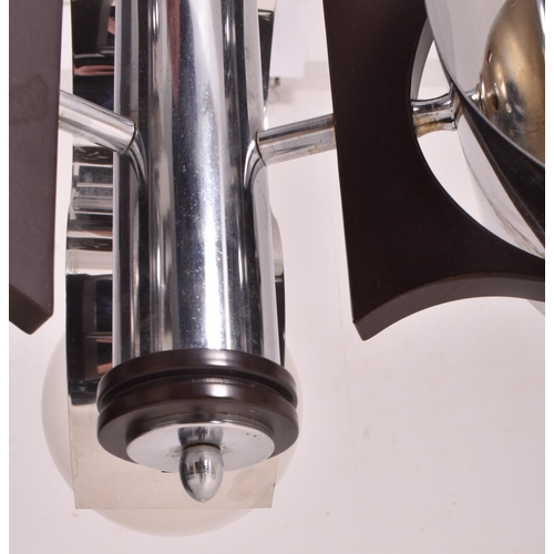 56 - A large Italian vintage mid 20th century circa 1960s Space Age chrome, glass & wooden futuristic... 