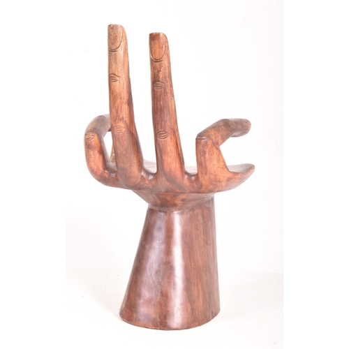 6 - A vintage 20th century carved decorative hardwood occasional side chair / seat in the shape of hand.... 